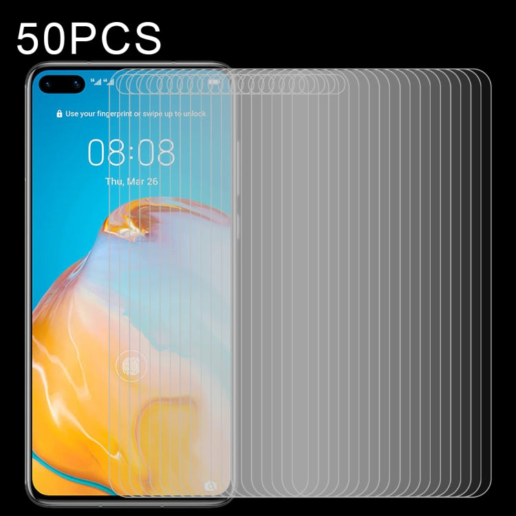 50 PCS 0.26mm 9H Surface Hardness 2.5D Explosion-proof Tempered Glass Non-full Screen Film For Huawei P40