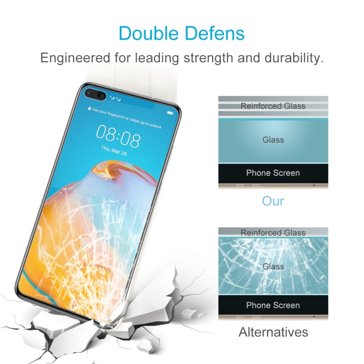50 PCS 0.26mm 9H Surface Hardness 2.5D Explosion-proof Tempered Glass Non-full Screen Film For Huawei P40