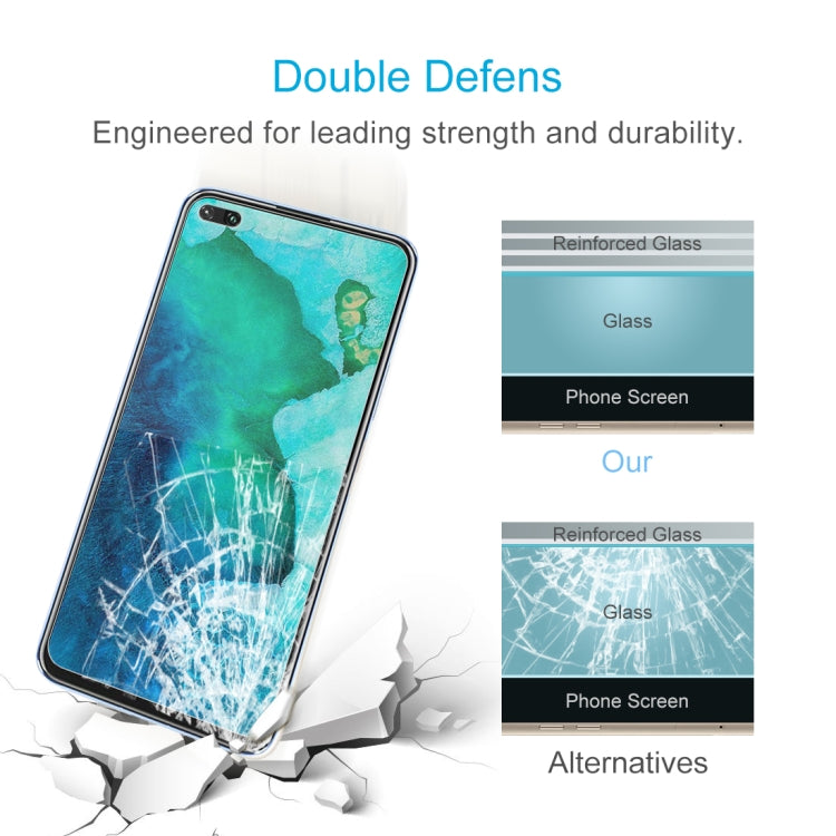 50 PCS 0.26mm 9H Surface Hardness 2.5D Explosion-proof Tempered Glass Non-full Screen Film For Huawei Honor V30