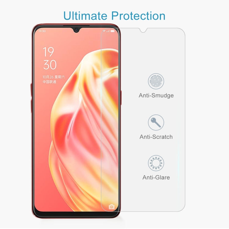 50 PCS 0.26mm 9H Surface Hardness 2.5D Explosion-proof Tempered Glass Non-full Screen Film For OPPO A91