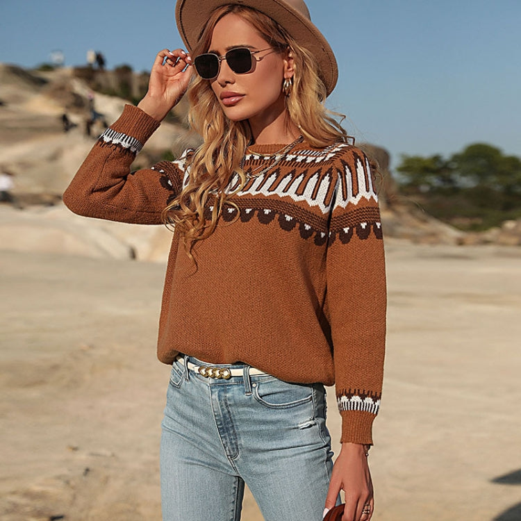 Fall Winter Women Knitted Long Sleeve Sweater Pullover, Size: