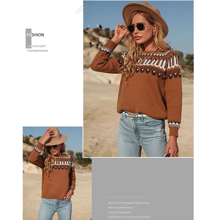 Fall Winter Women Knitted Long Sleeve Sweater Pullover, Size: