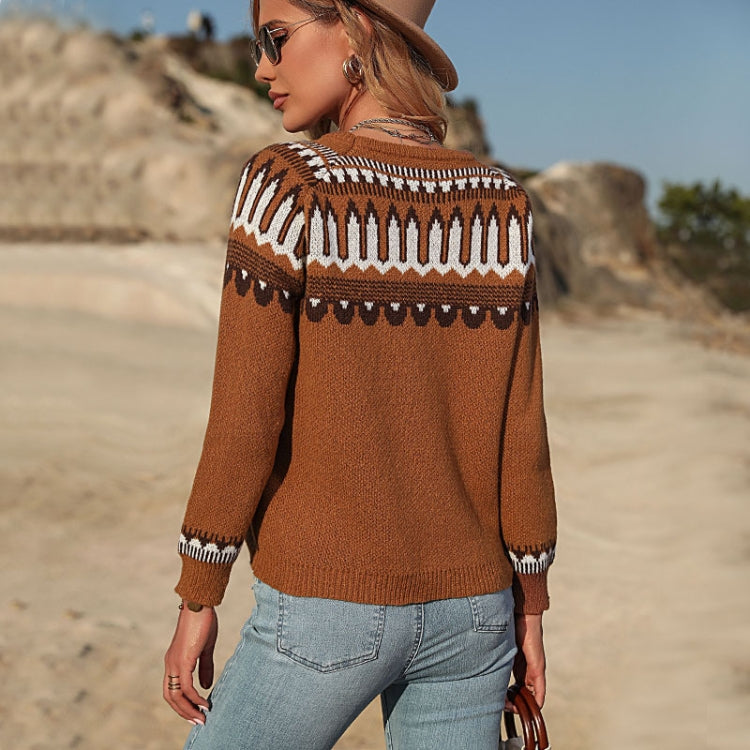 Fall Winter Women Knitted Long Sleeve Sweater Pullover, Size: