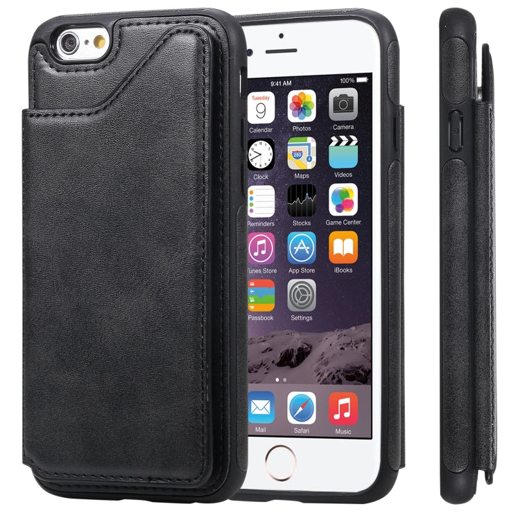 For iPhone 6 Shockproof Calf Texture Protective Case with Holder & Card Slots & Frame