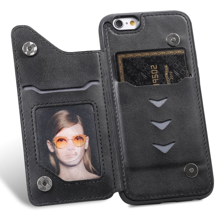 For iPhone 6 Shockproof Calf Texture Protective Case with Holder & Card Slots & Frame