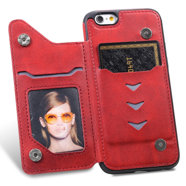 For iPhone 6 Shockproof Calf Texture Protective Case with Holder & Card Slots & Frame