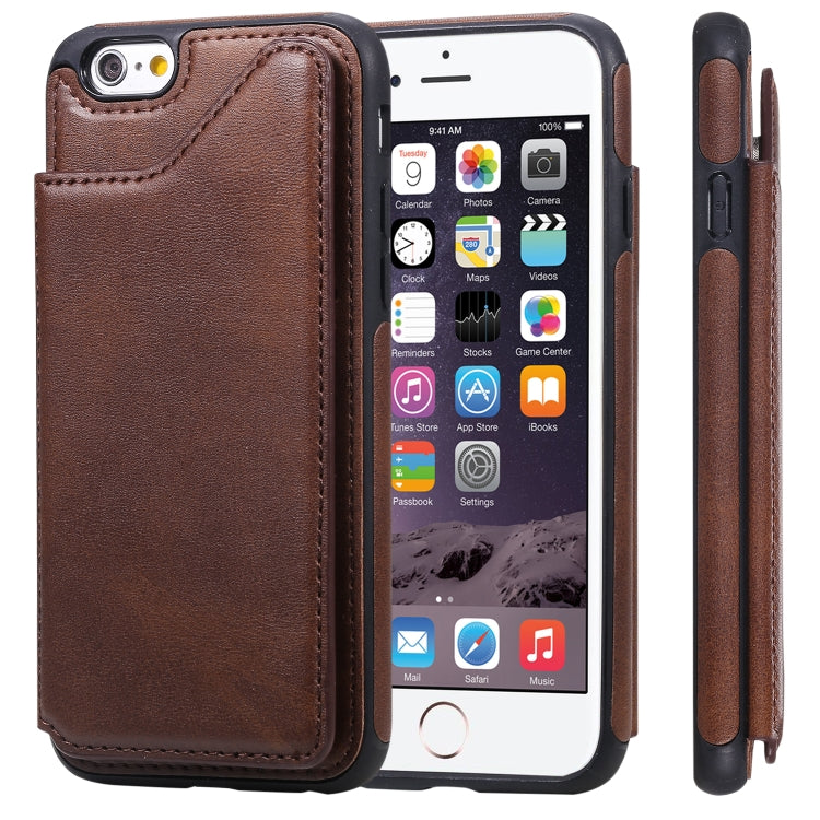 For iPhone 6 Shockproof Calf Texture Protective Case with Holder & Card Slots & Frame