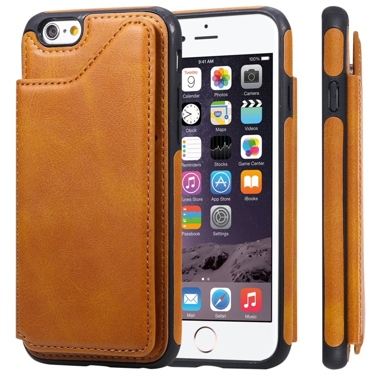 For iPhone 6 Shockproof Calf Texture Protective Case with Holder & Card Slots & Frame