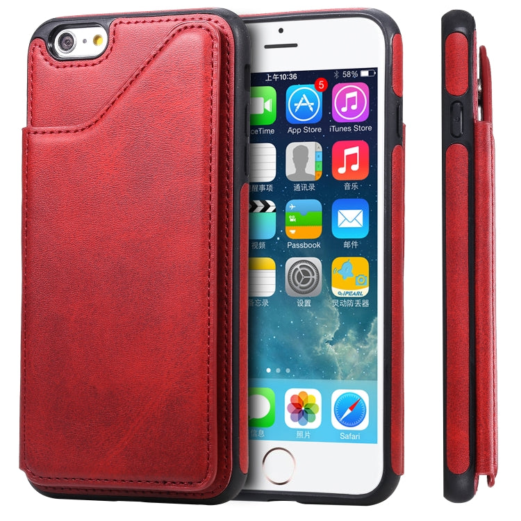 For iPhone 6 Plus Shockproof Calf Texture Protective Case with Holder & Card Slots & Frame