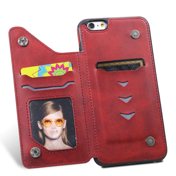 For iPhone 6 Plus Shockproof Calf Texture Protective Case with Holder & Card Slots & Frame