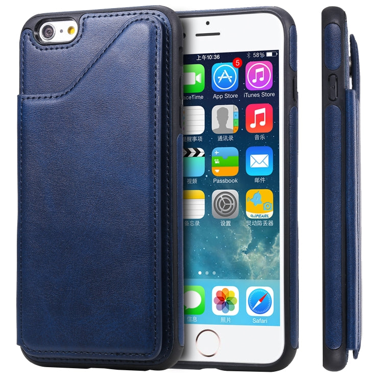 For iPhone 6 Plus Shockproof Calf Texture Protective Case with Holder & Card Slots & Frame