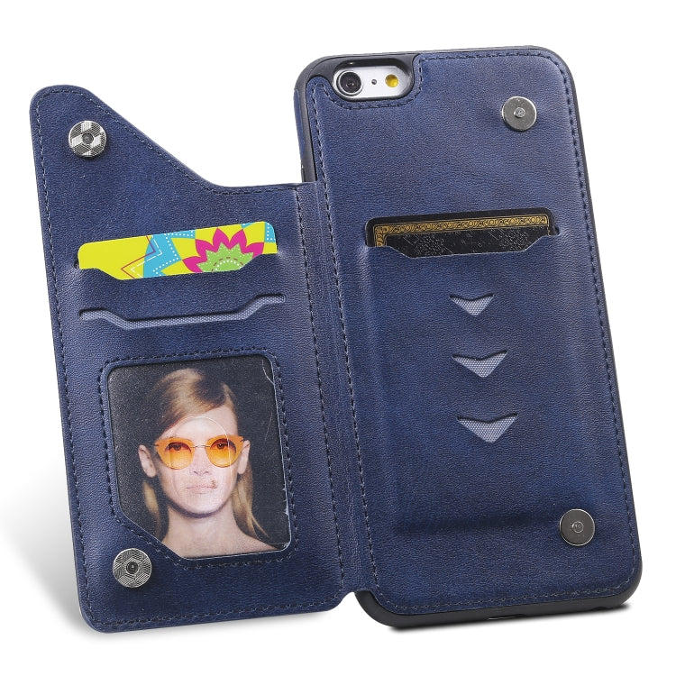 For iPhone 6 Plus Shockproof Calf Texture Protective Case with Holder & Card Slots & Frame