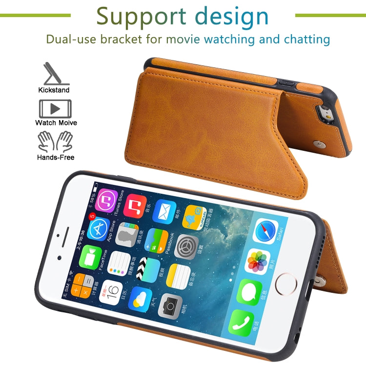 For iPhone 6 Plus Shockproof Calf Texture Protective Case with Holder & Card Slots & Frame