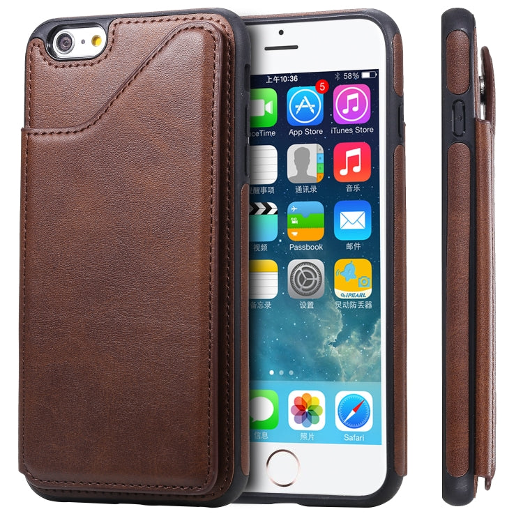 For iPhone 6 Plus Shockproof Calf Texture Protective Case with Holder & Card Slots & Frame
