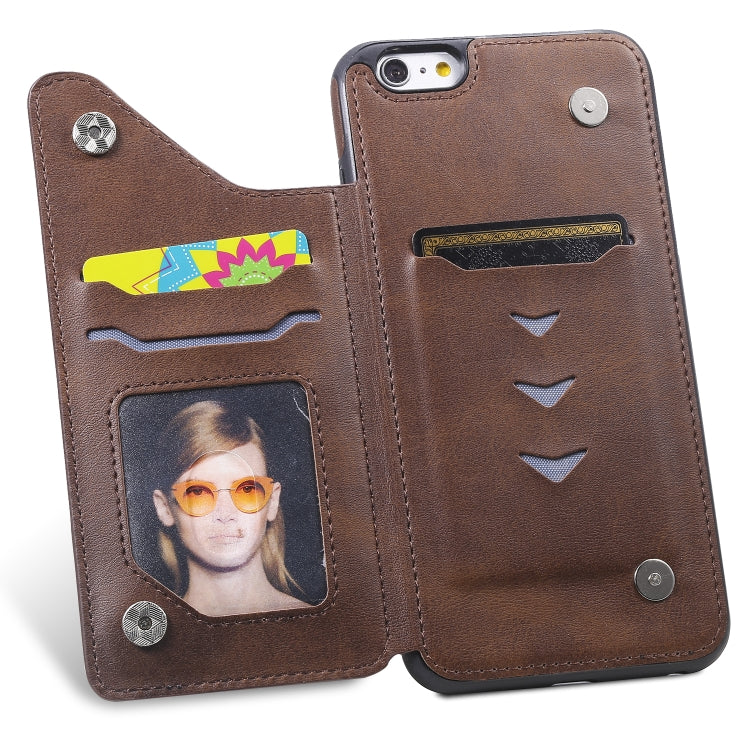 For iPhone 6 Plus Shockproof Calf Texture Protective Case with Holder & Card Slots & Frame