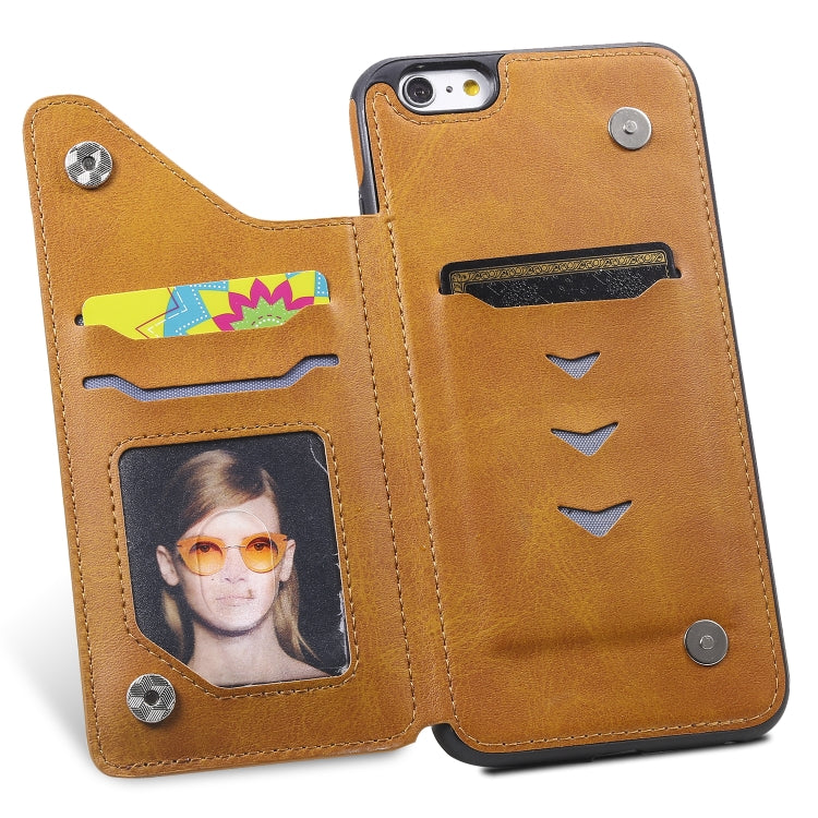 For iPhone 6 Plus Shockproof Calf Texture Protective Case with Holder & Card Slots & Frame