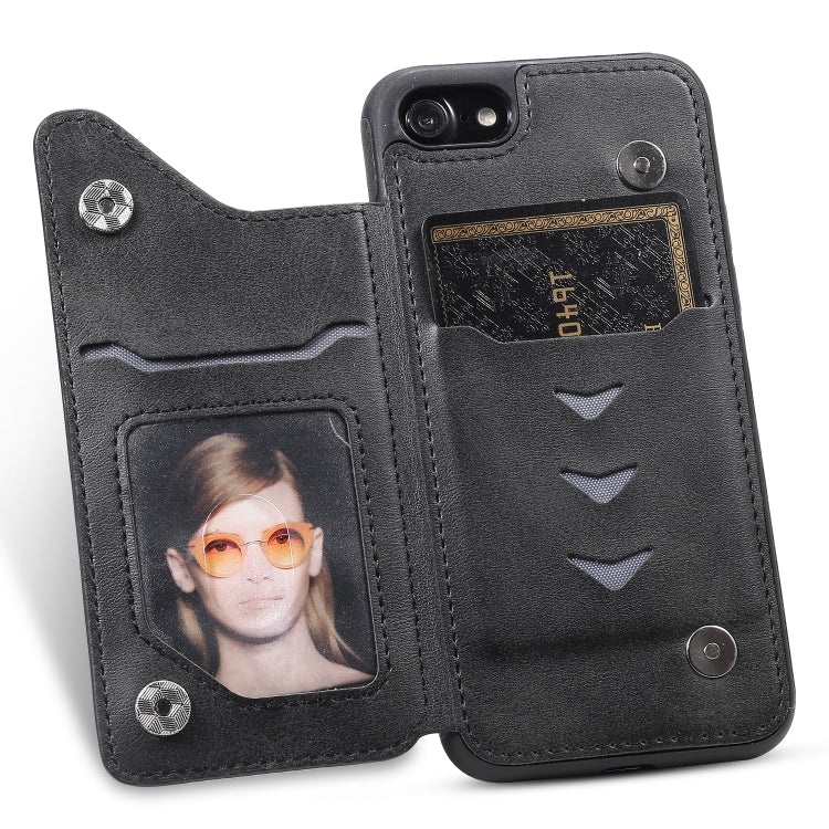 For iPhone 7 / 8 Shockproof Calf Texture Protective Case with Holder & Card Slots & Frame