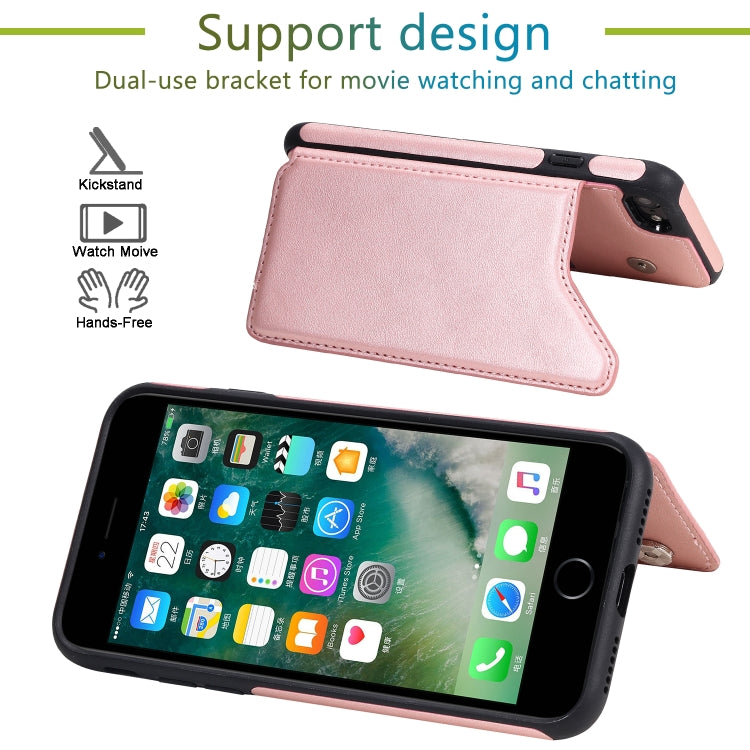 For iPhone 7 / 8 Shockproof Calf Texture Protective Case with Holder & Card Slots & Frame
