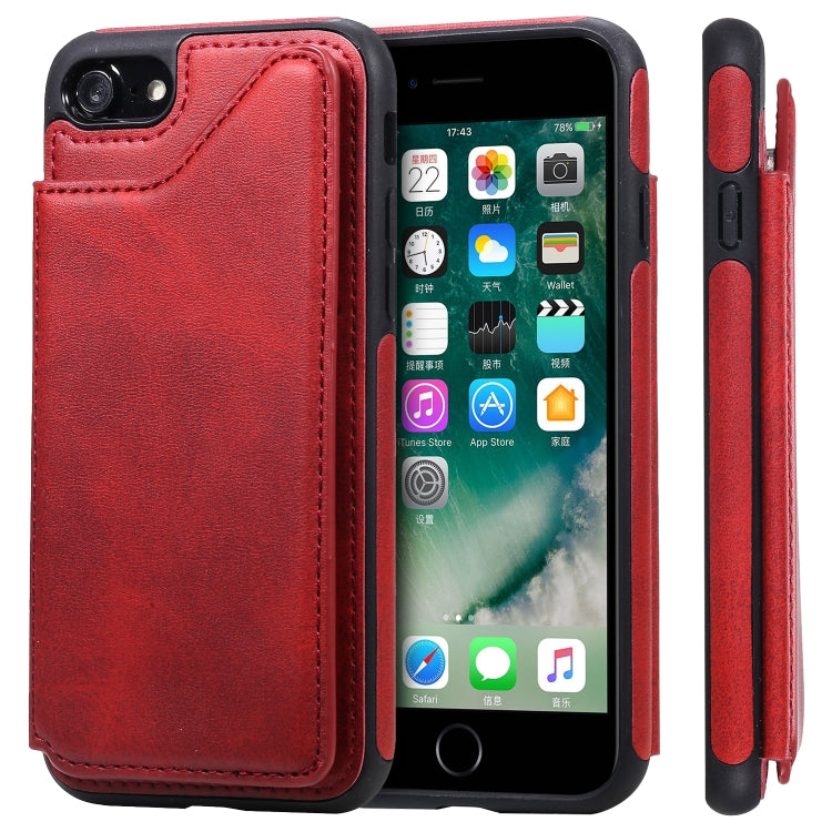 For iPhone 7 / 8 Shockproof Calf Texture Protective Case with Holder & Card Slots & Frame