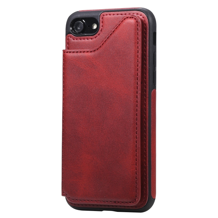 For iPhone 7 / 8 Shockproof Calf Texture Protective Case with Holder & Card Slots & Frame