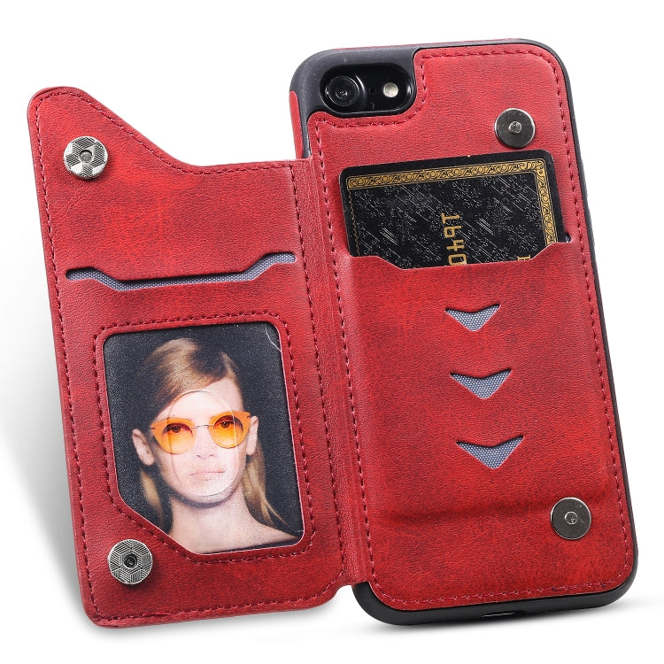 For iPhone 7 / 8 Shockproof Calf Texture Protective Case with Holder & Card Slots & Frame