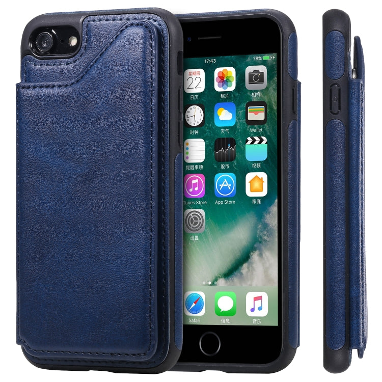 For iPhone 7 / 8 Shockproof Calf Texture Protective Case with Holder & Card Slots & Frame