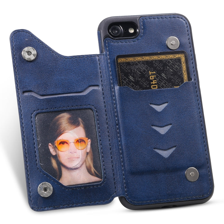 For iPhone 7 / 8 Shockproof Calf Texture Protective Case with Holder & Card Slots & Frame