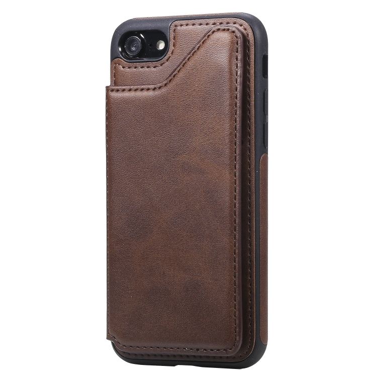For iPhone 7 / 8 Shockproof Calf Texture Protective Case with Holder & Card Slots & Frame
