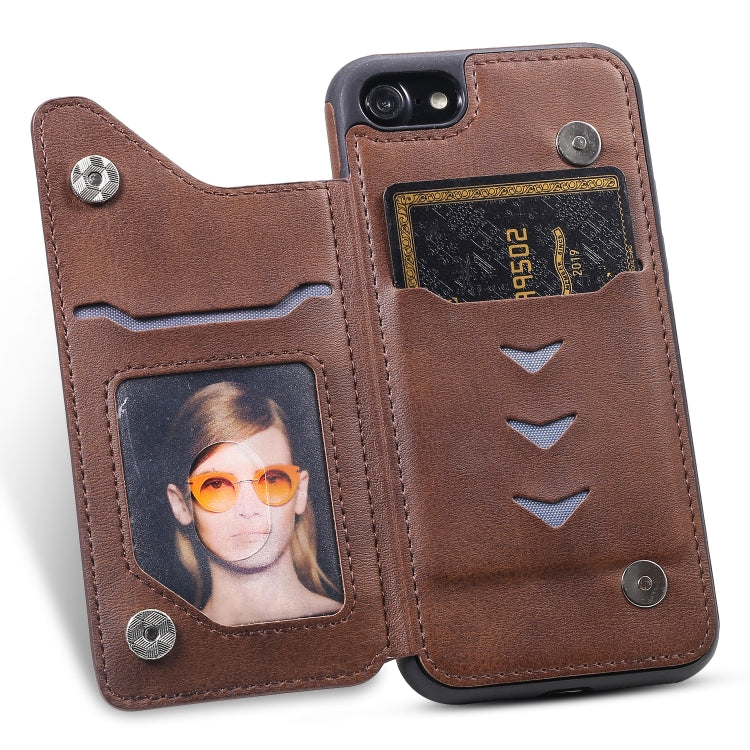 For iPhone 7 / 8 Shockproof Calf Texture Protective Case with Holder & Card Slots & Frame