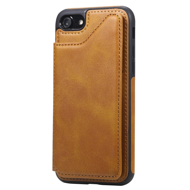 For iPhone 7 / 8 Shockproof Calf Texture Protective Case with Holder & Card Slots & Frame