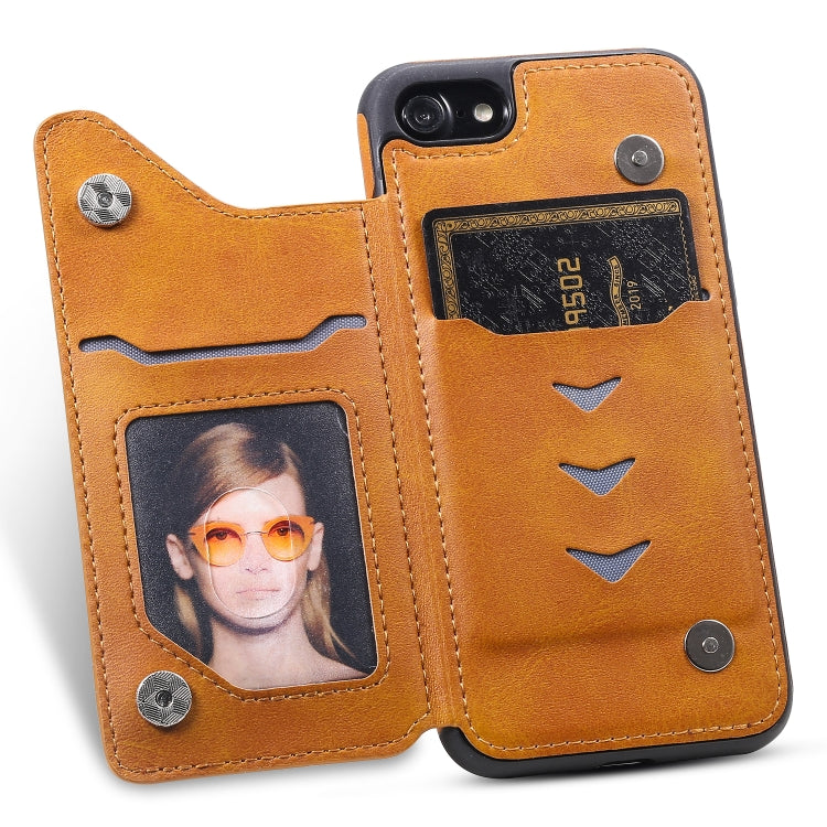For iPhone 7 / 8 Shockproof Calf Texture Protective Case with Holder & Card Slots & Frame