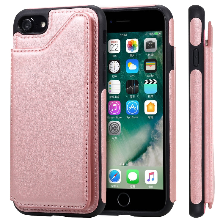 For iPhone 7 / 8 Shockproof Calf Texture Protective Case with Holder & Card Slots & Frame