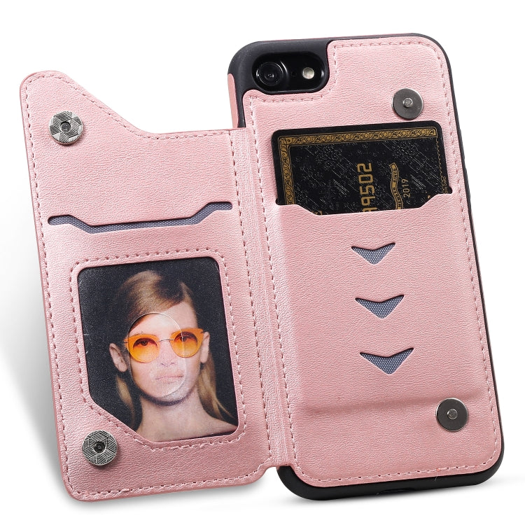 For iPhone 7 / 8 Shockproof Calf Texture Protective Case with Holder & Card Slots & Frame
