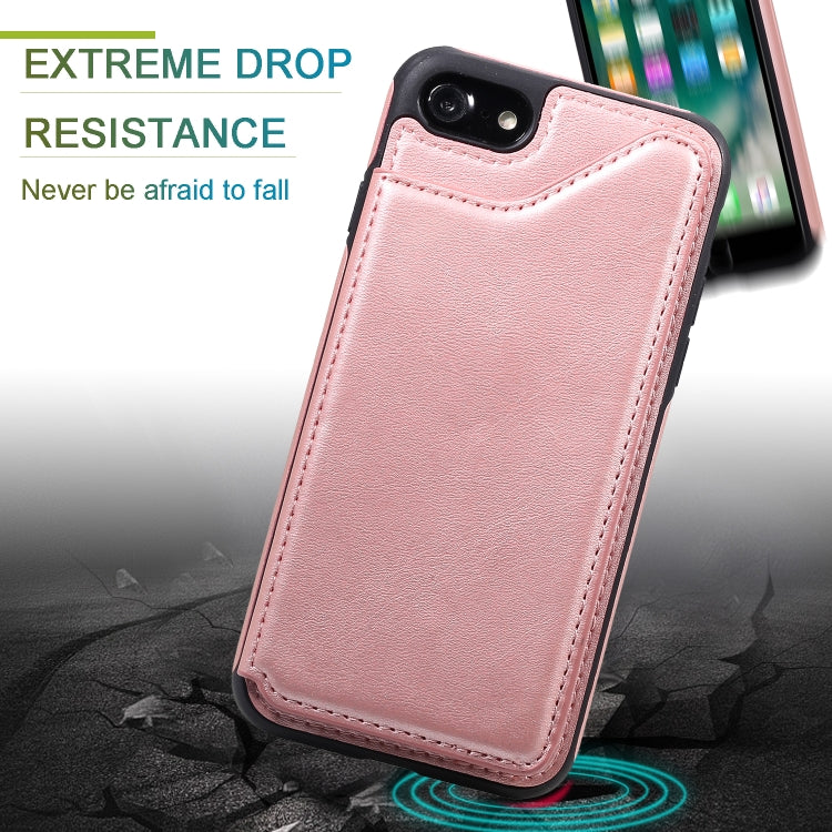 For iPhone 7 / 8 Shockproof Calf Texture Protective Case with Holder & Card Slots & Frame