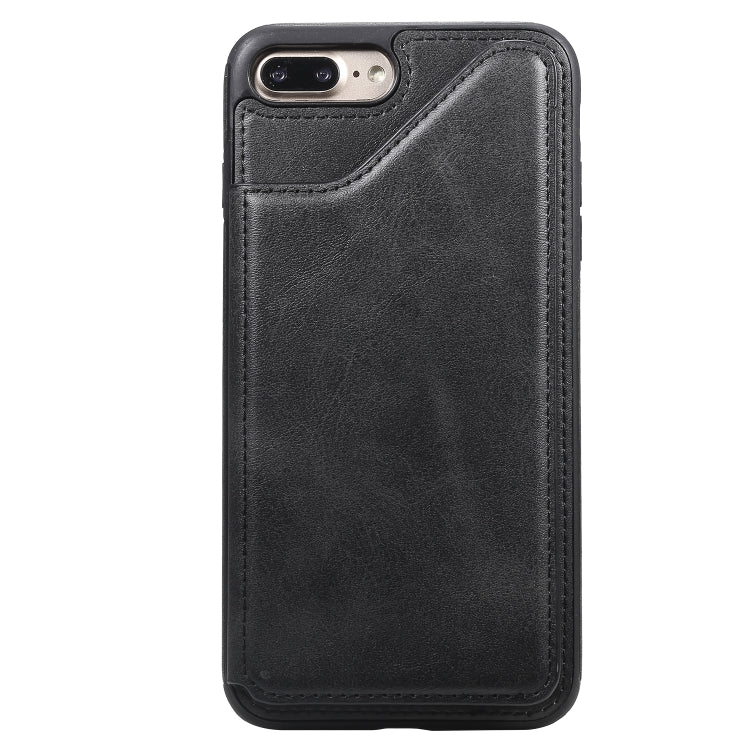 For iPhone 7 Plus / 8 Plus Shockproof Calf Texture Protective Case with Holder & Card Slots & Frame