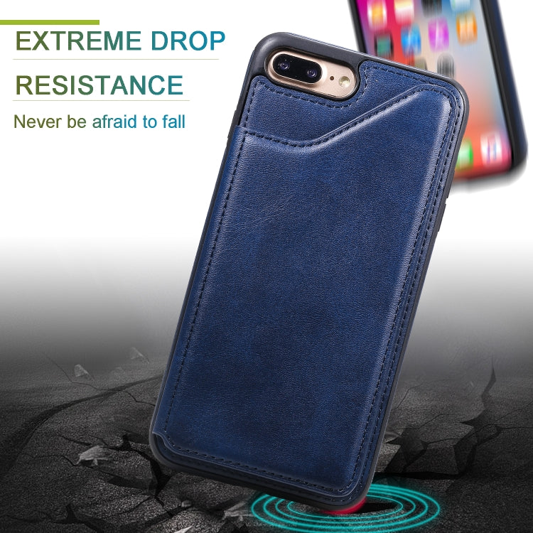 For iPhone 7 Plus / 8 Plus Shockproof Calf Texture Protective Case with Holder & Card Slots & Frame