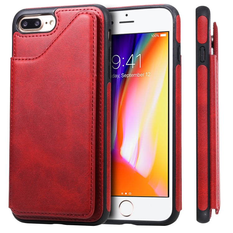For iPhone 7 Plus / 8 Plus Shockproof Calf Texture Protective Case with Holder & Card Slots & Frame
