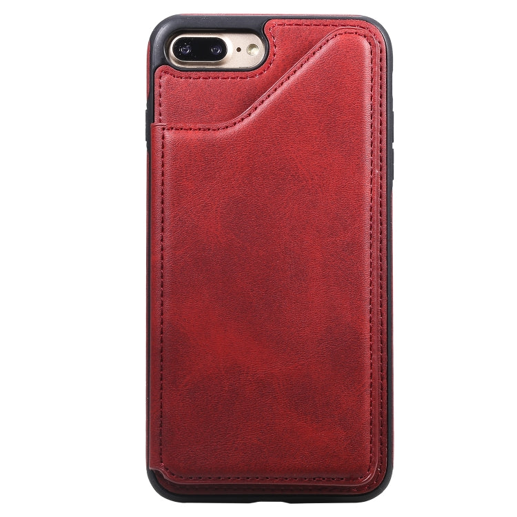 For iPhone 7 Plus / 8 Plus Shockproof Calf Texture Protective Case with Holder & Card Slots & Frame