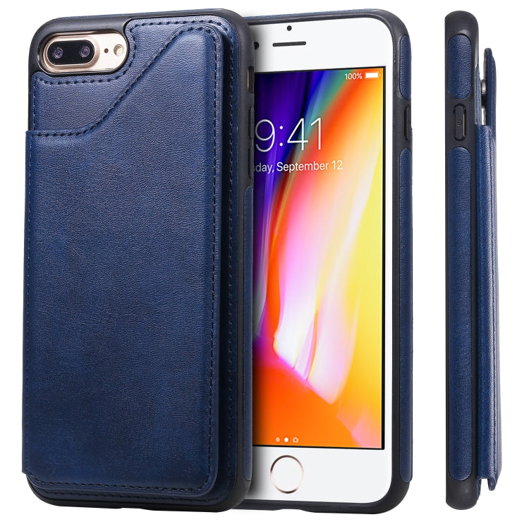 For iPhone 7 Plus / 8 Plus Shockproof Calf Texture Protective Case with Holder & Card Slots & Frame