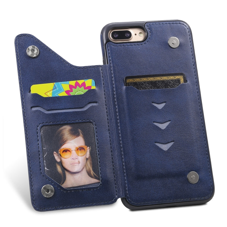 For iPhone 7 Plus / 8 Plus Shockproof Calf Texture Protective Case with Holder & Card Slots & Frame