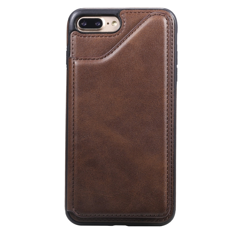 For iPhone 7 Plus / 8 Plus Shockproof Calf Texture Protective Case with Holder & Card Slots & Frame