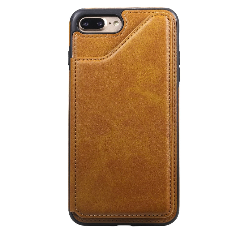 For iPhone 7 Plus / 8 Plus Shockproof Calf Texture Protective Case with Holder & Card Slots & Frame