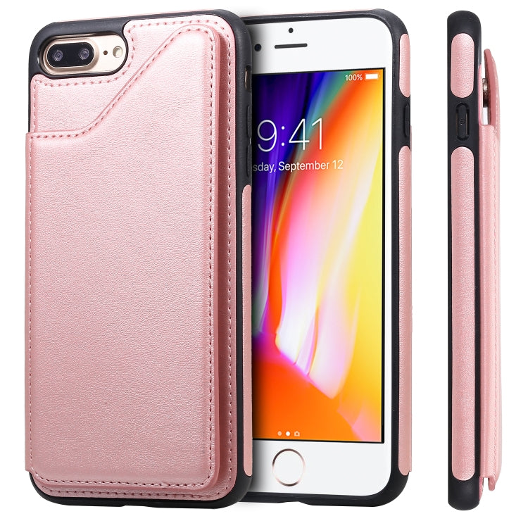 For iPhone 7 Plus / 8 Plus Shockproof Calf Texture Protective Case with Holder & Card Slots & Frame