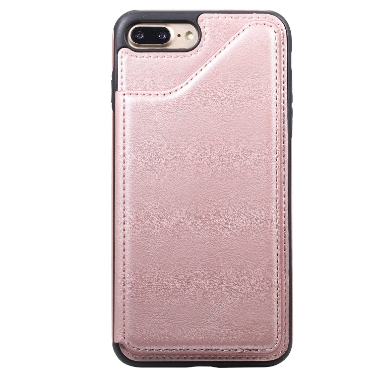 For iPhone 7 Plus / 8 Plus Shockproof Calf Texture Protective Case with Holder & Card Slots & Frame
