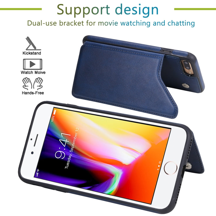For iPhone 7 Plus / 8 Plus Shockproof Calf Texture Protective Case with Holder & Card Slots & Frame