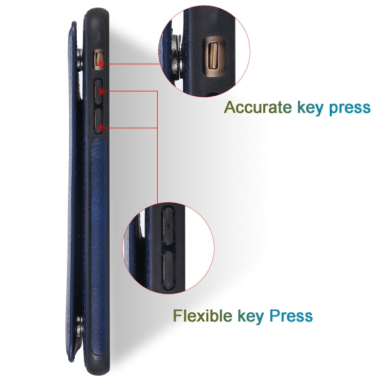 For iPhone 7 Plus / 8 Plus Shockproof Calf Texture Protective Case with Holder & Card Slots & Frame