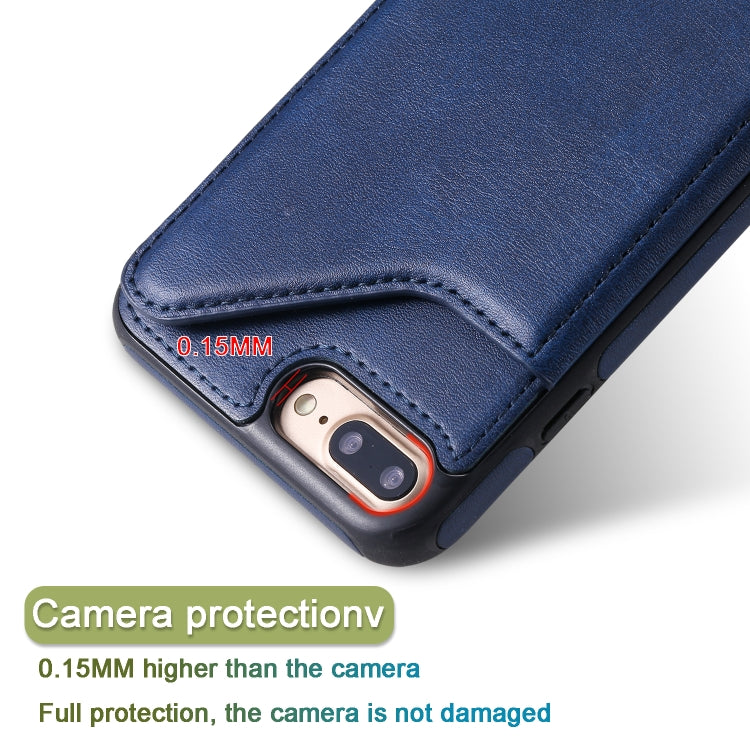 For iPhone 7 Plus / 8 Plus Shockproof Calf Texture Protective Case with Holder & Card Slots & Frame