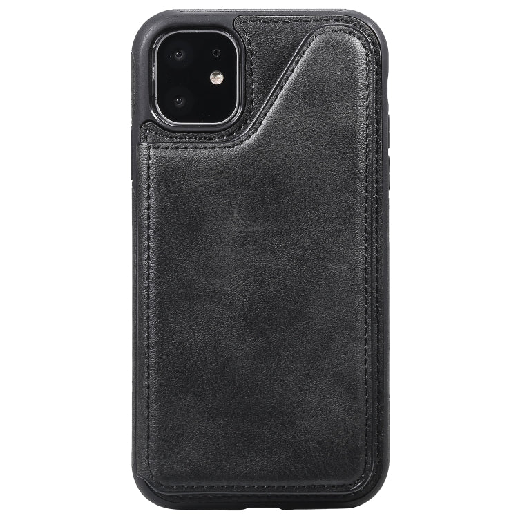 For iPhone 11 Shockproof Calf Texture Protective Case with Holder & Card Slots & Frame