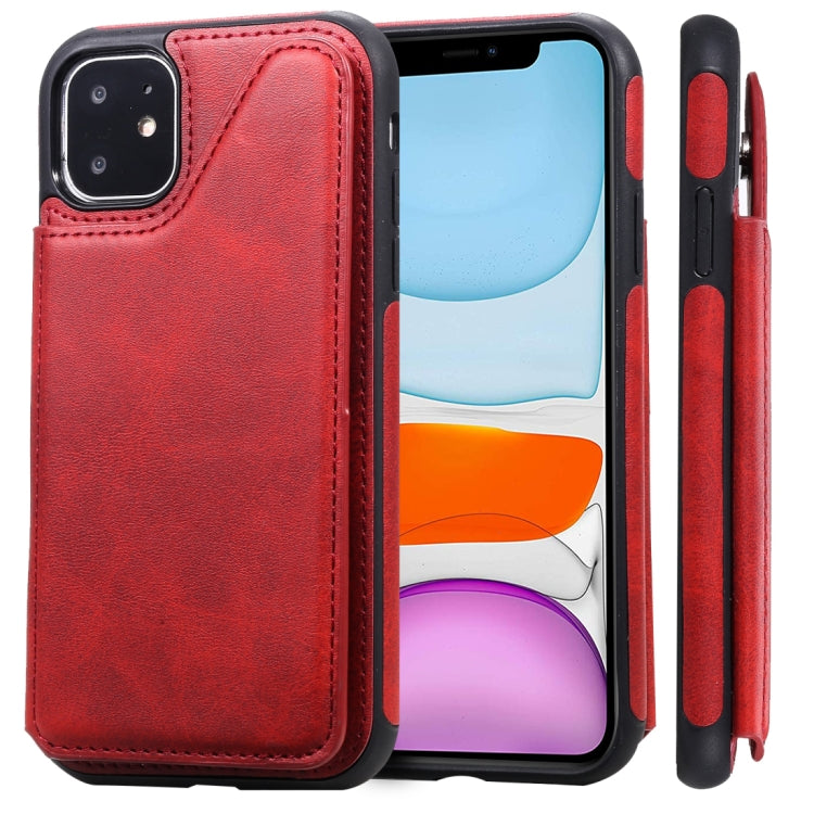 For iPhone 11 Shockproof Calf Texture Protective Case with Holder & Card Slots & Frame