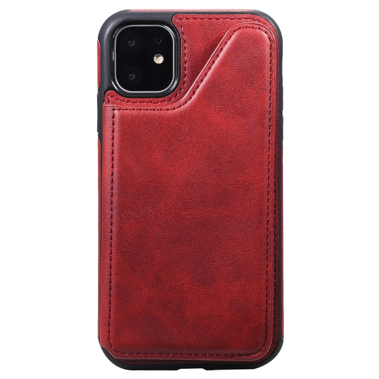 For iPhone 11 Shockproof Calf Texture Protective Case with Holder & Card Slots & Frame